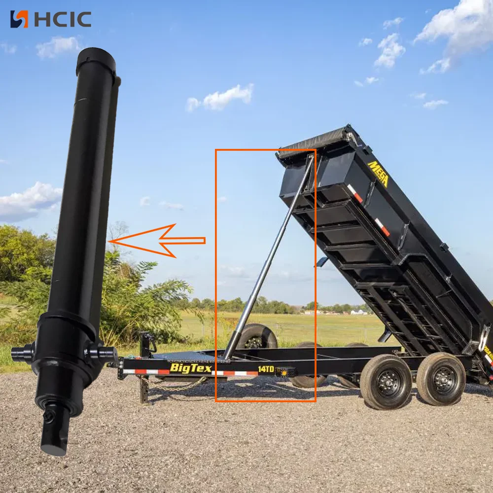 Cilindro basculante telescópico de 4 etapas debajo de la carrocería para remolques de volteo pesados