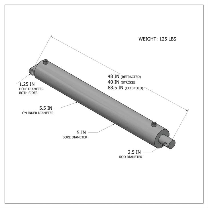 Cilindro hidráulico sin derivación